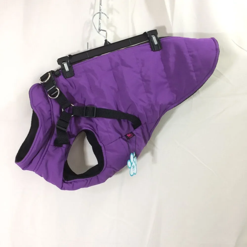 NEW Norbi Dog Parka Coat Fleece Lined Purple Built in Harness 3XL